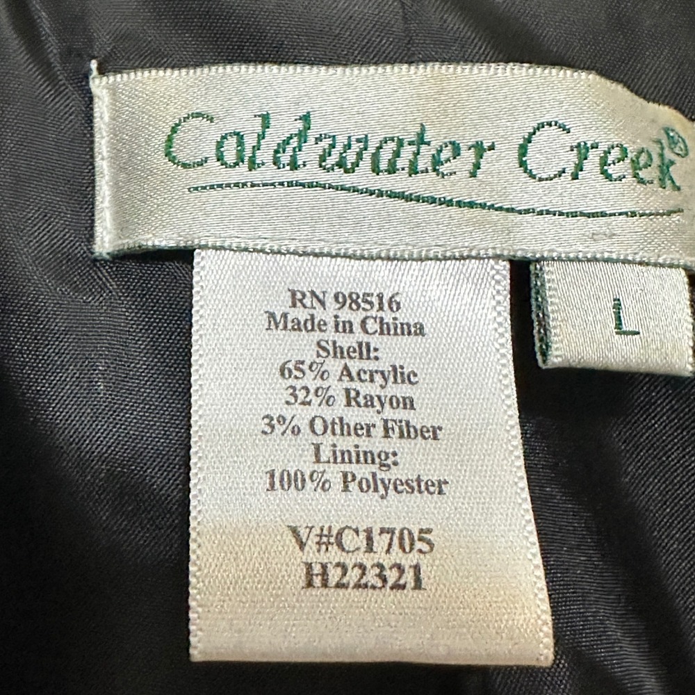 Vintage Coldwater Creek Tweed Ruffle Front Jacket Blazer Womens L Woven Preppy - Picture 7 of 10